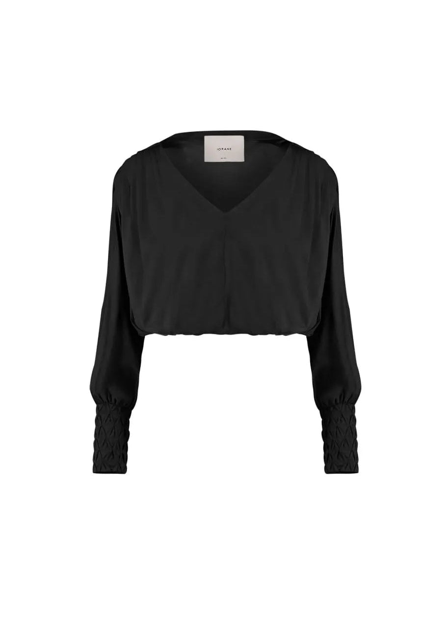 black blouse with V neck