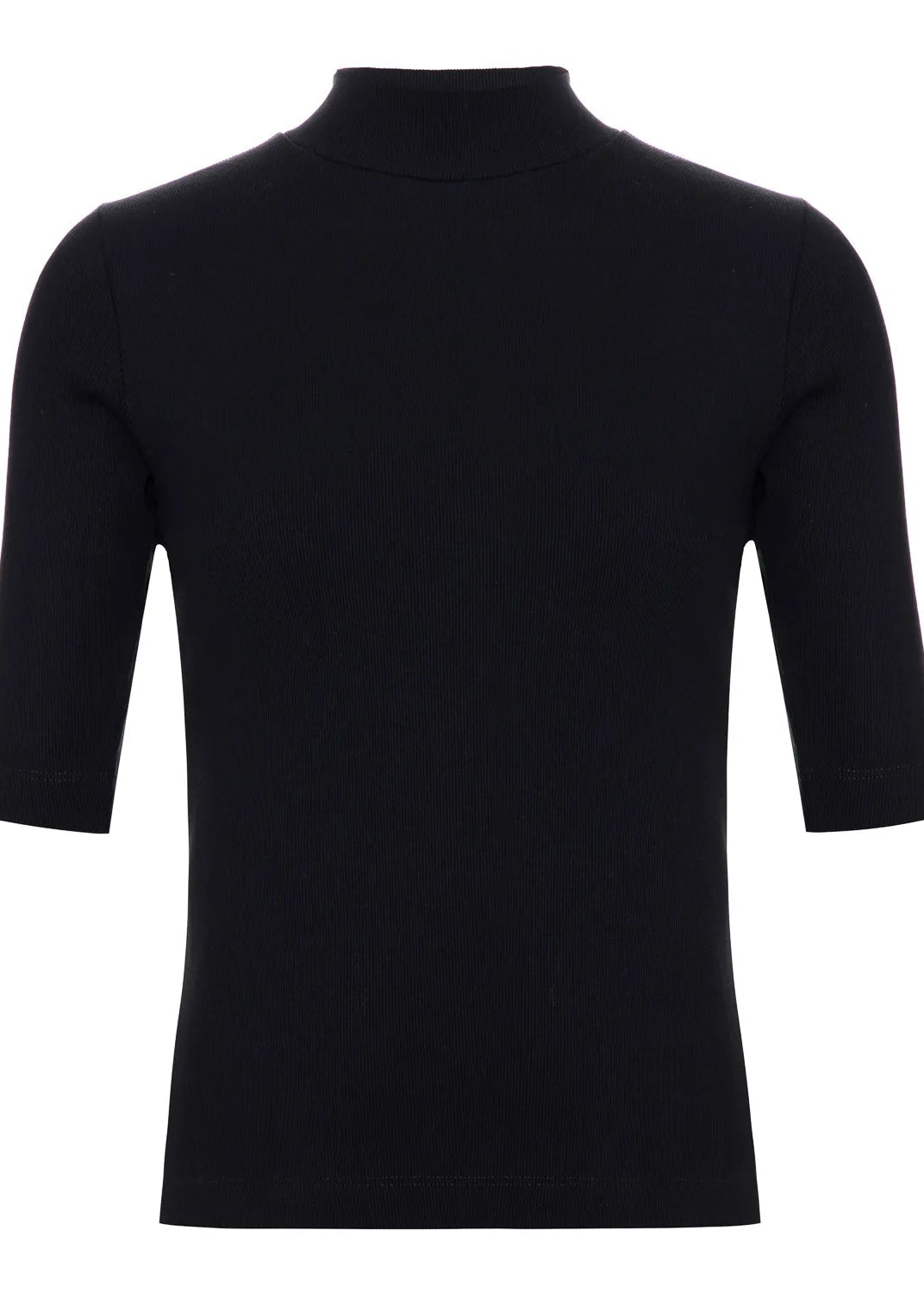 Black turtleneck shirt with short sleeves