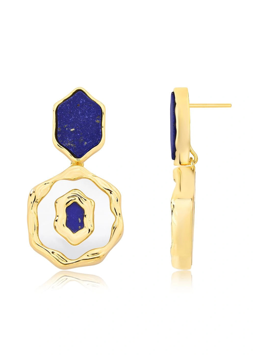 blue gold plated earring