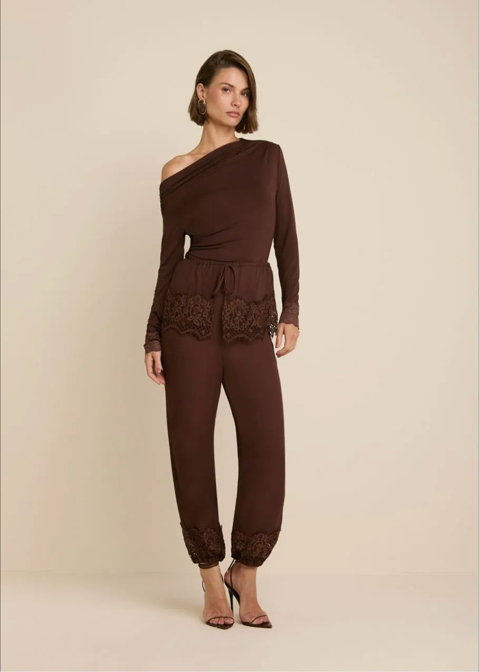 Brown Off-the-shoulder Top