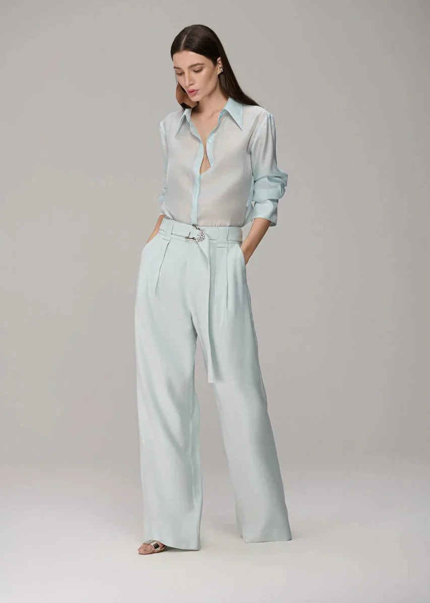 Ribbed Shirt with Rounded Hem