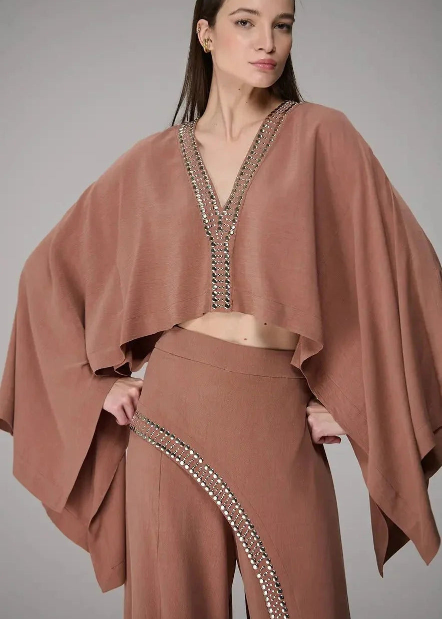 Wide Leg Pants with Curved Side