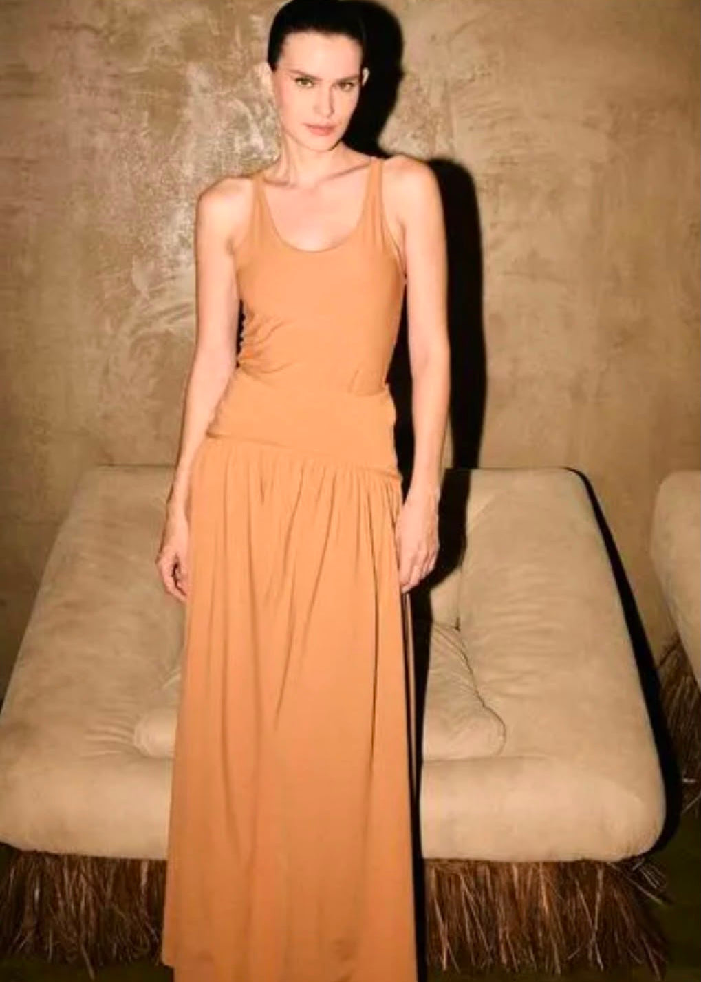 caramell high waist long skirt