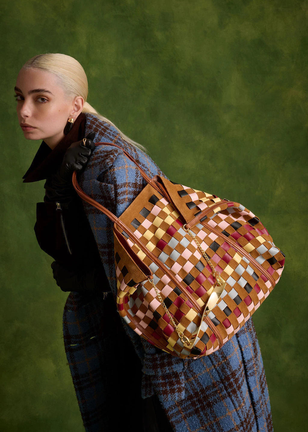 colorful tote bag in suede
