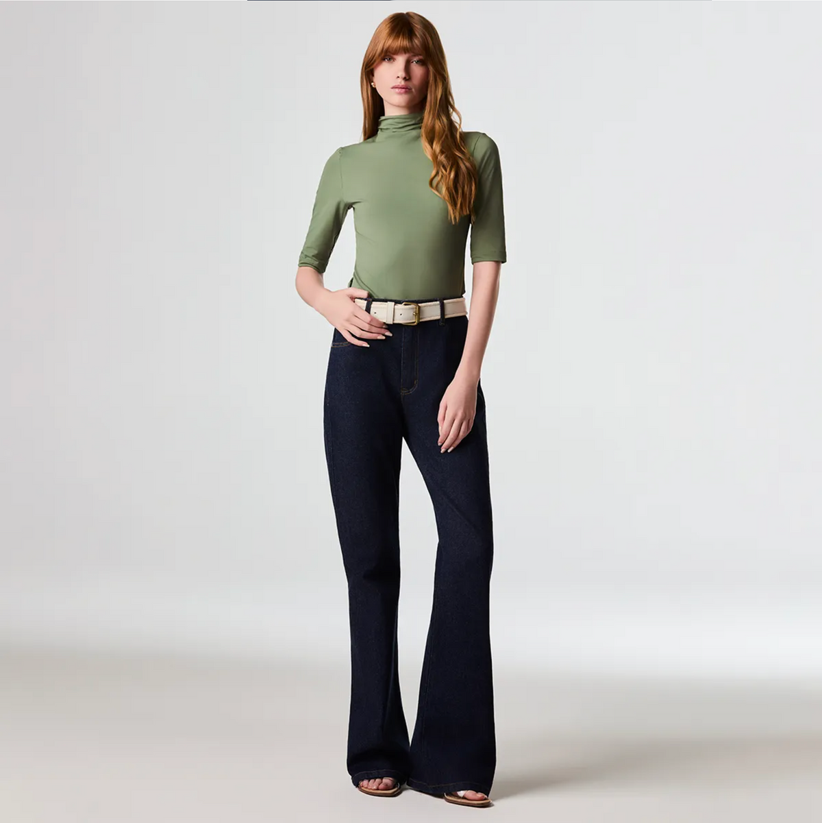 Matcha high-neck blouse