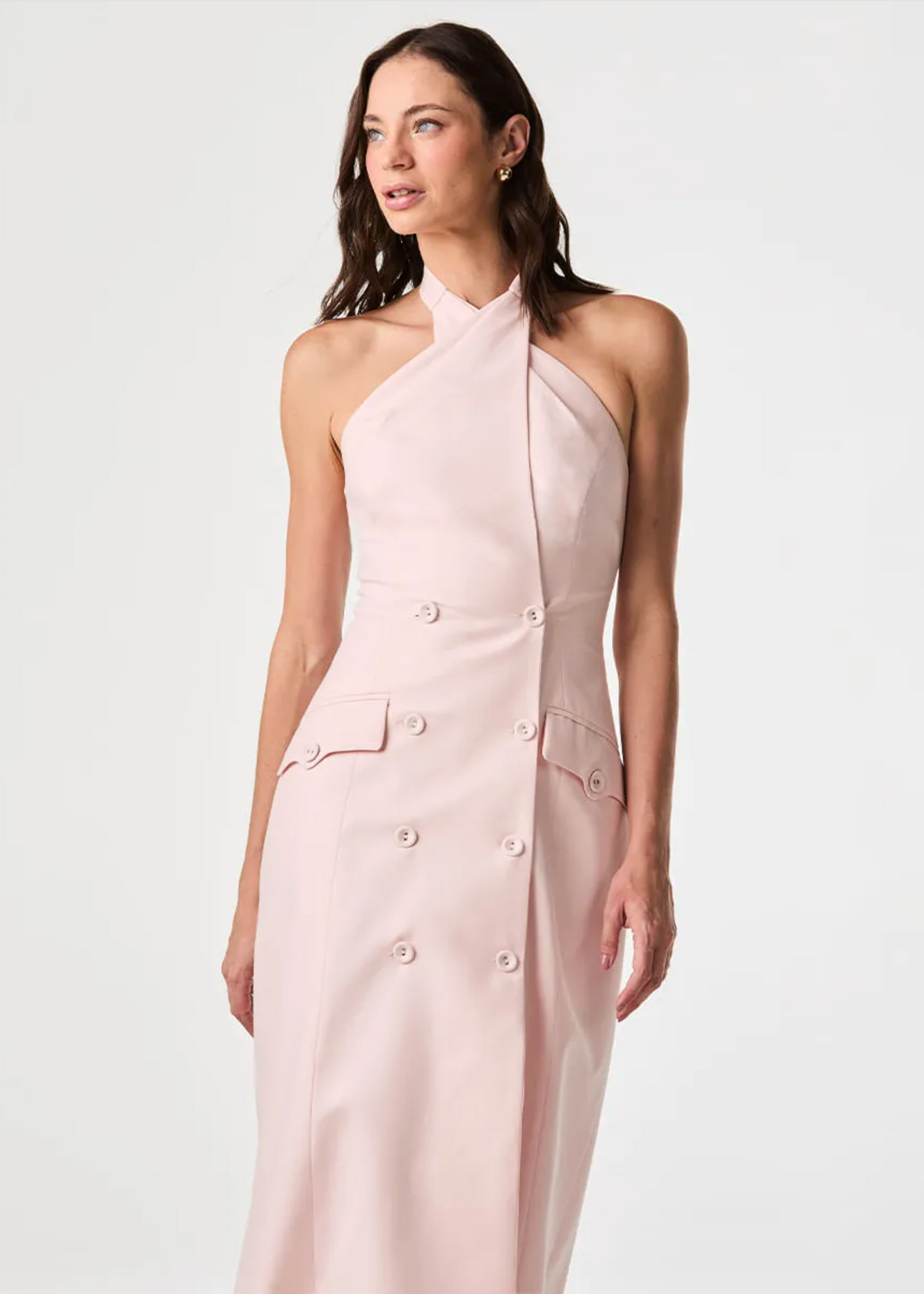 Dusty rose halter-neck dress