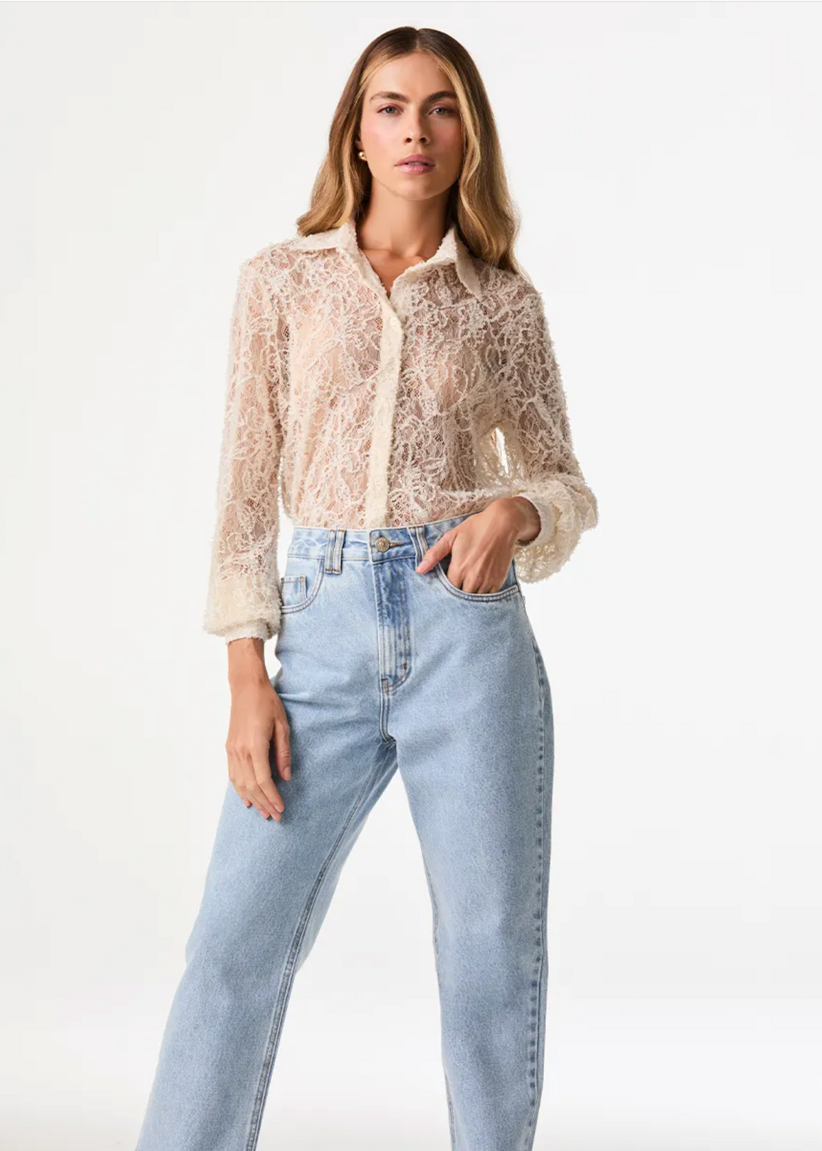 Off-white lace shirt