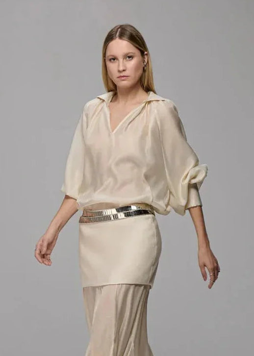 Ivory Blouse with Long Sleeve