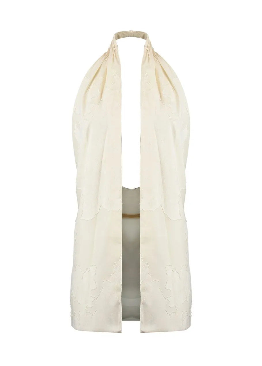 Beige halter top on a white background