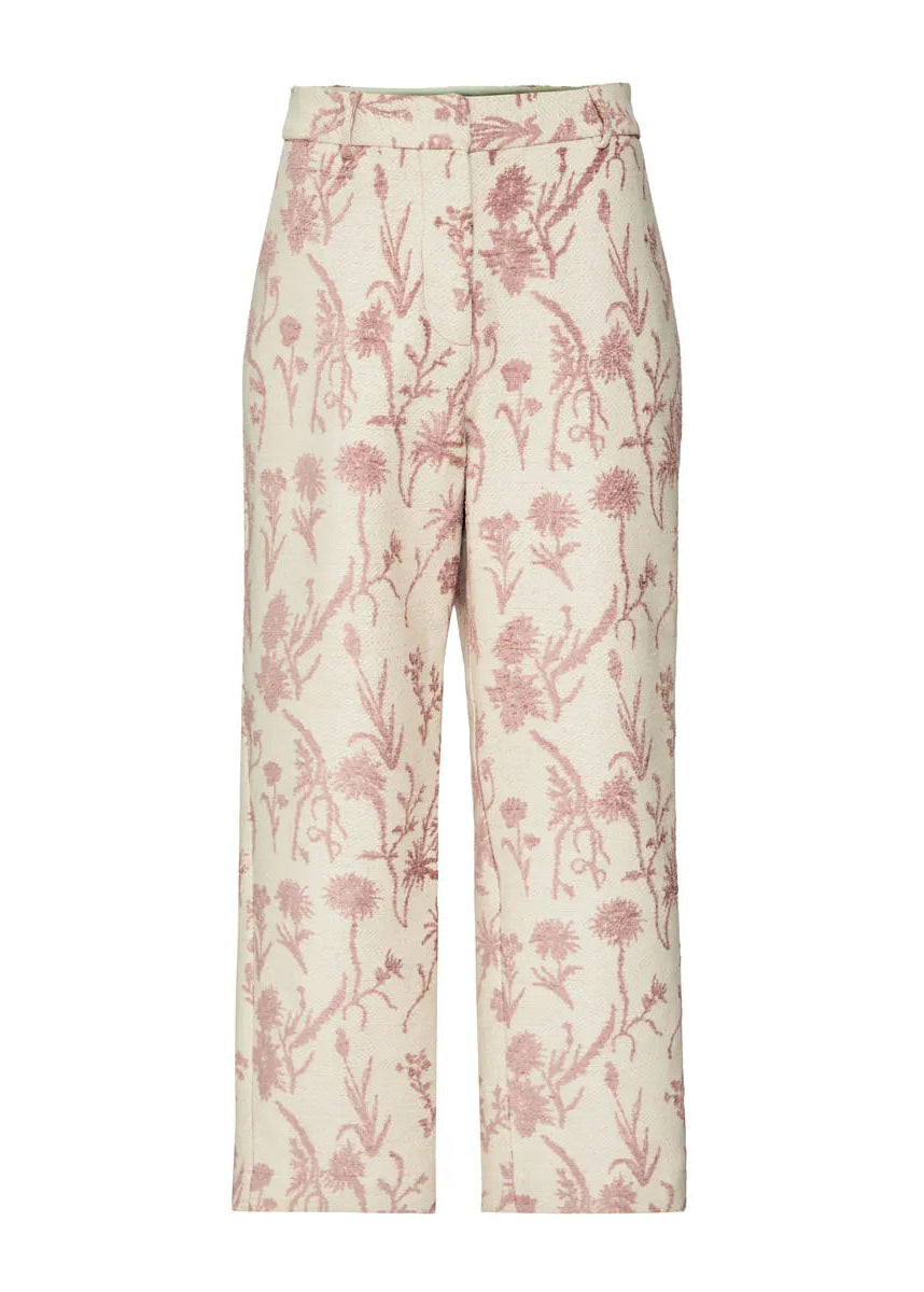 Floral patterned pants on a white background