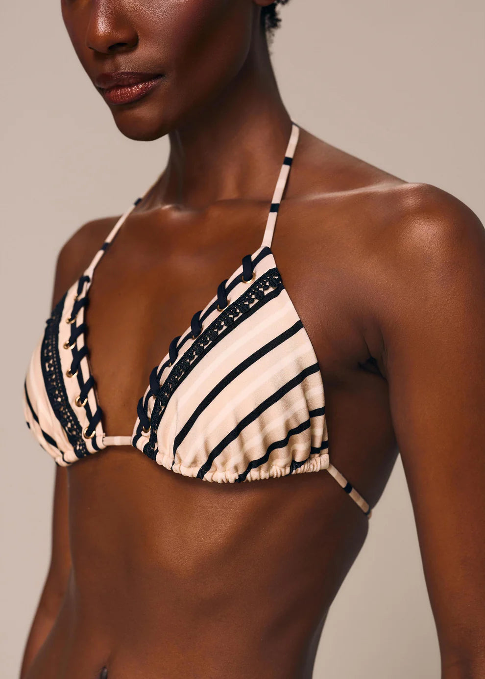 B&W Striped Bikini Set