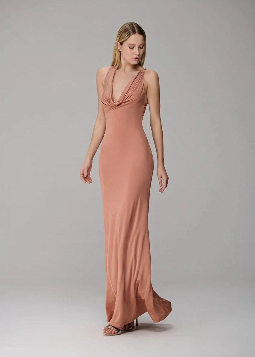 Long Dress with Crossed Back Straps