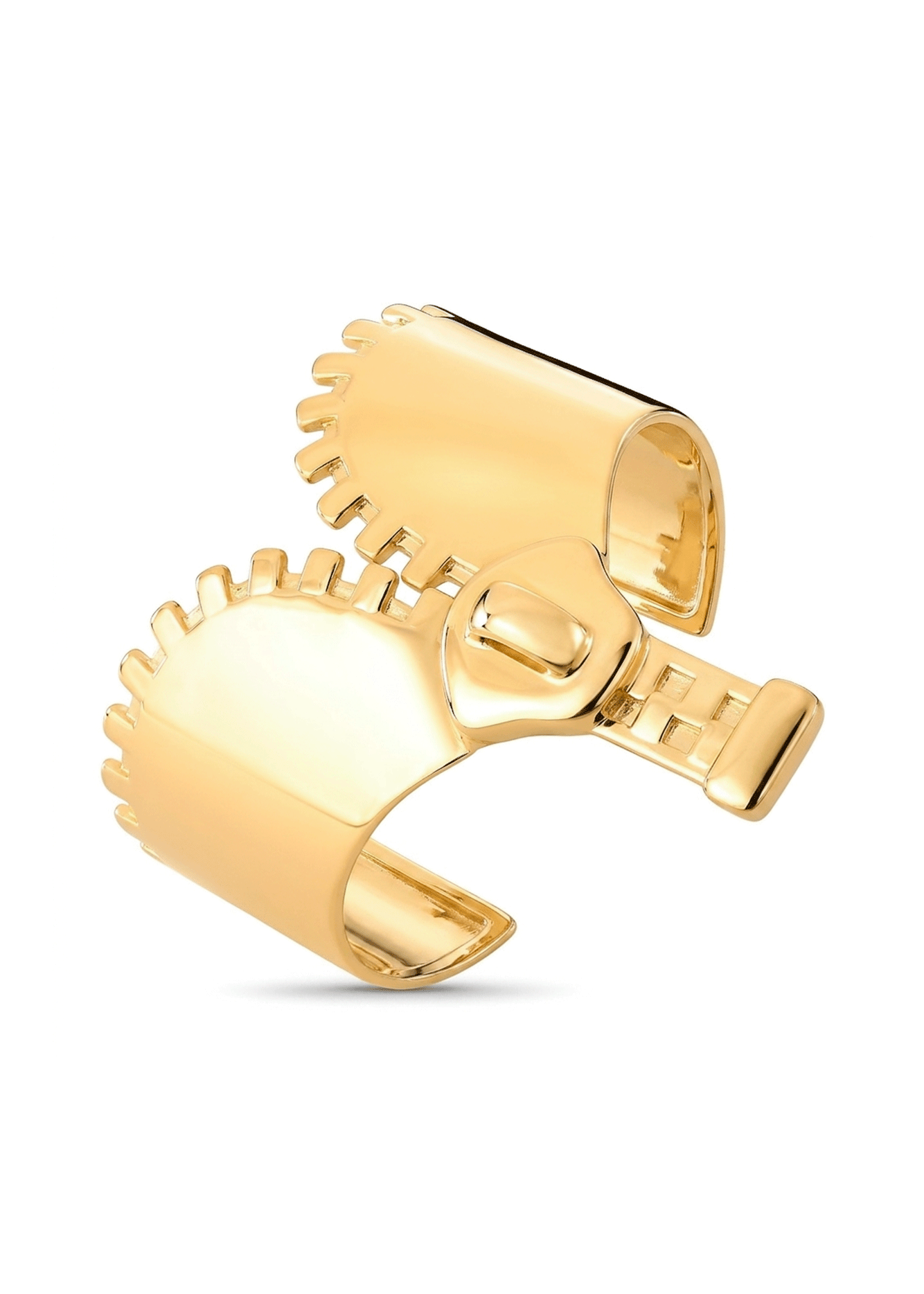 Gold-colored clip-on earring on a white background