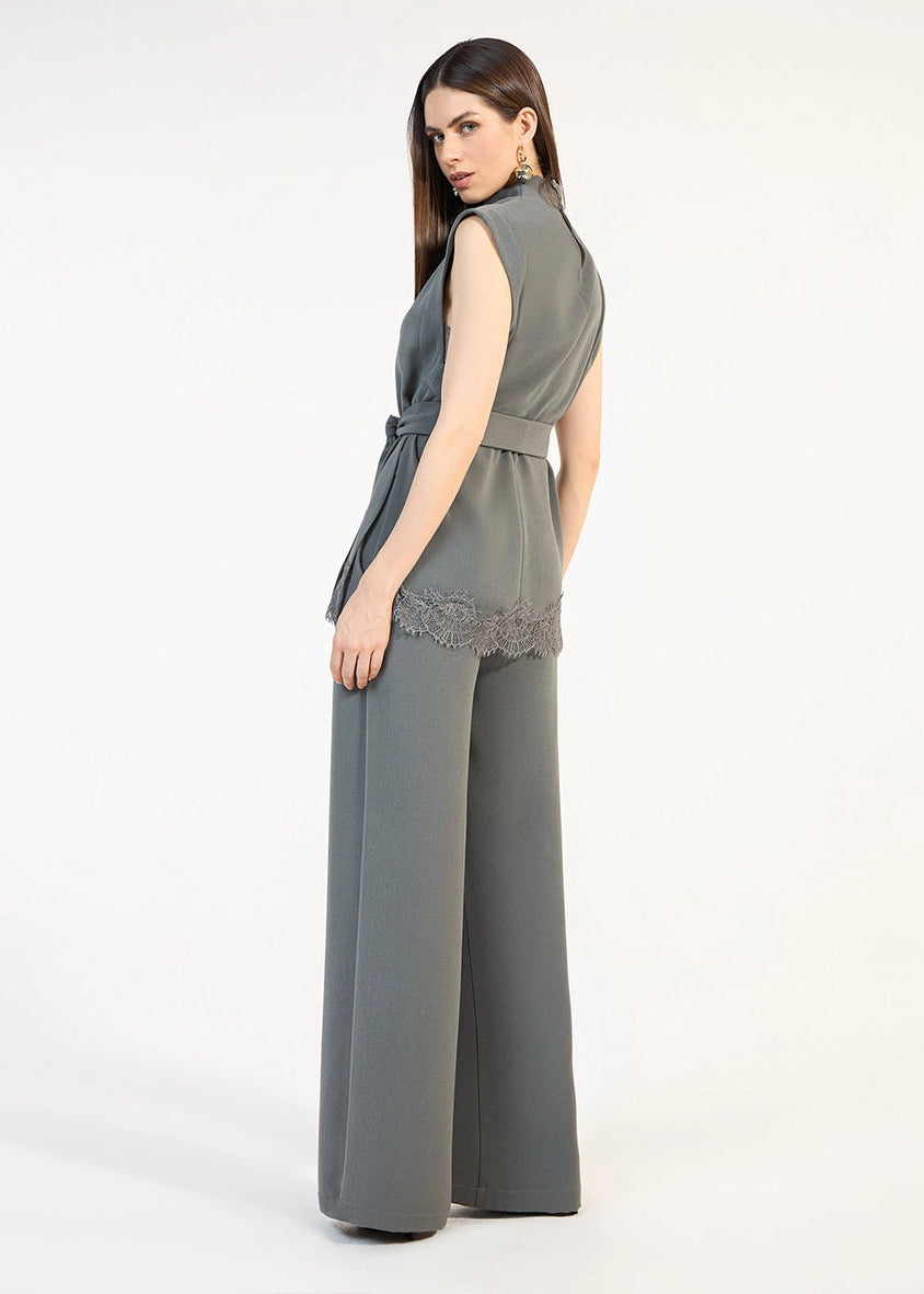 Lace Detail Blouse and Pants Set