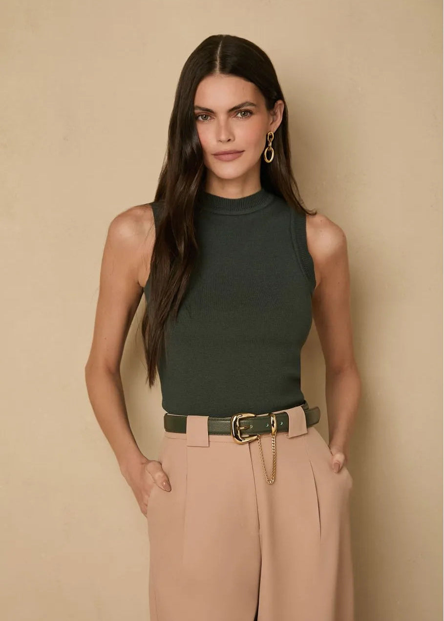 Leather Belt with Chain Detail