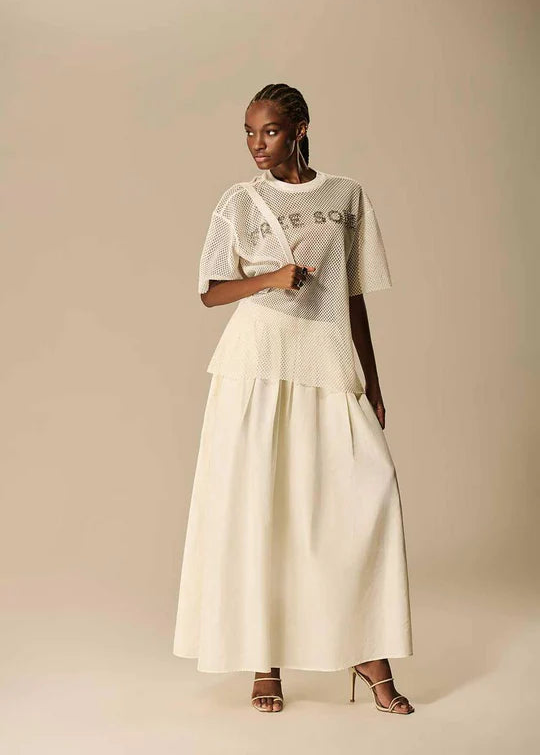 Embroidered Mesh Top