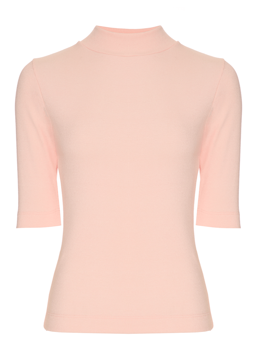 Light pink short-sleeve top on a white background