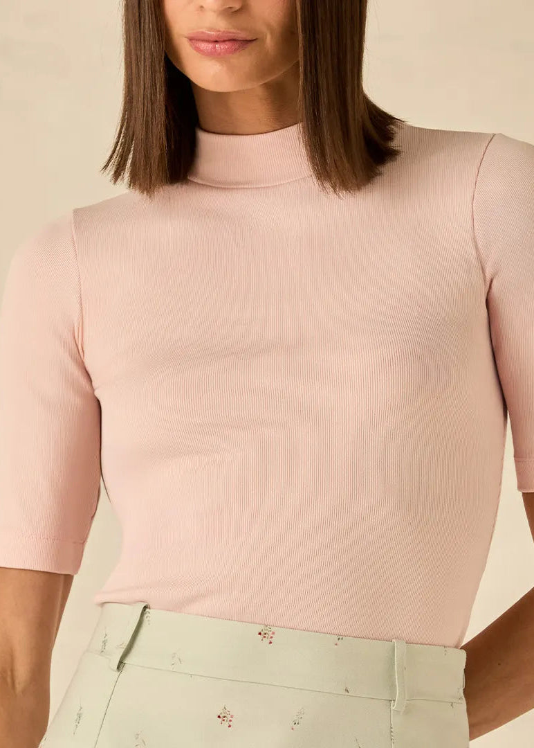 Ribbed Light Pink Blouse