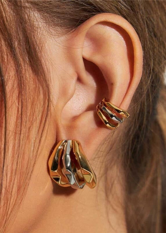 Curved Two Tone Earrings