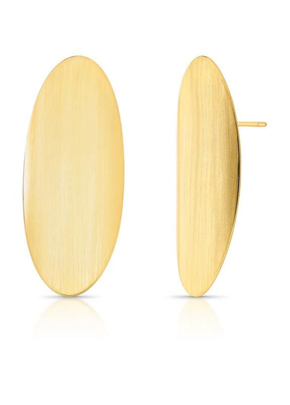 Curved Oval Earring Gold Pleated