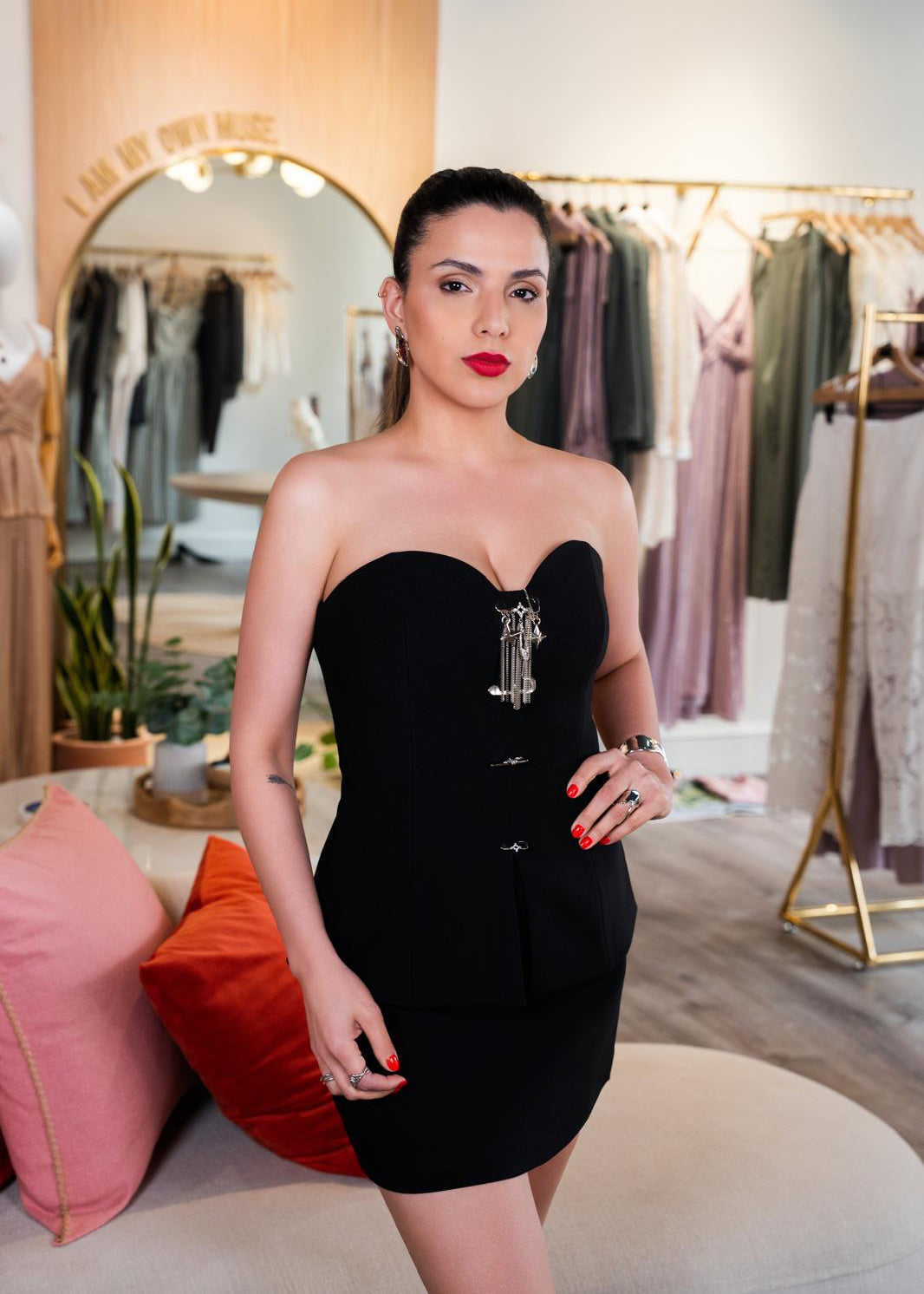 Strapless Dress with Pin Slit