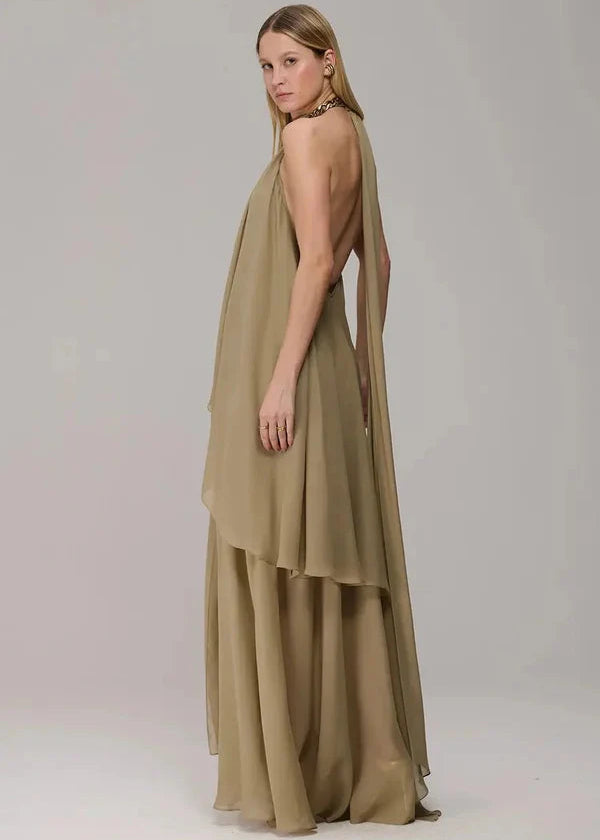 Army Maxi Dress with lateral slit