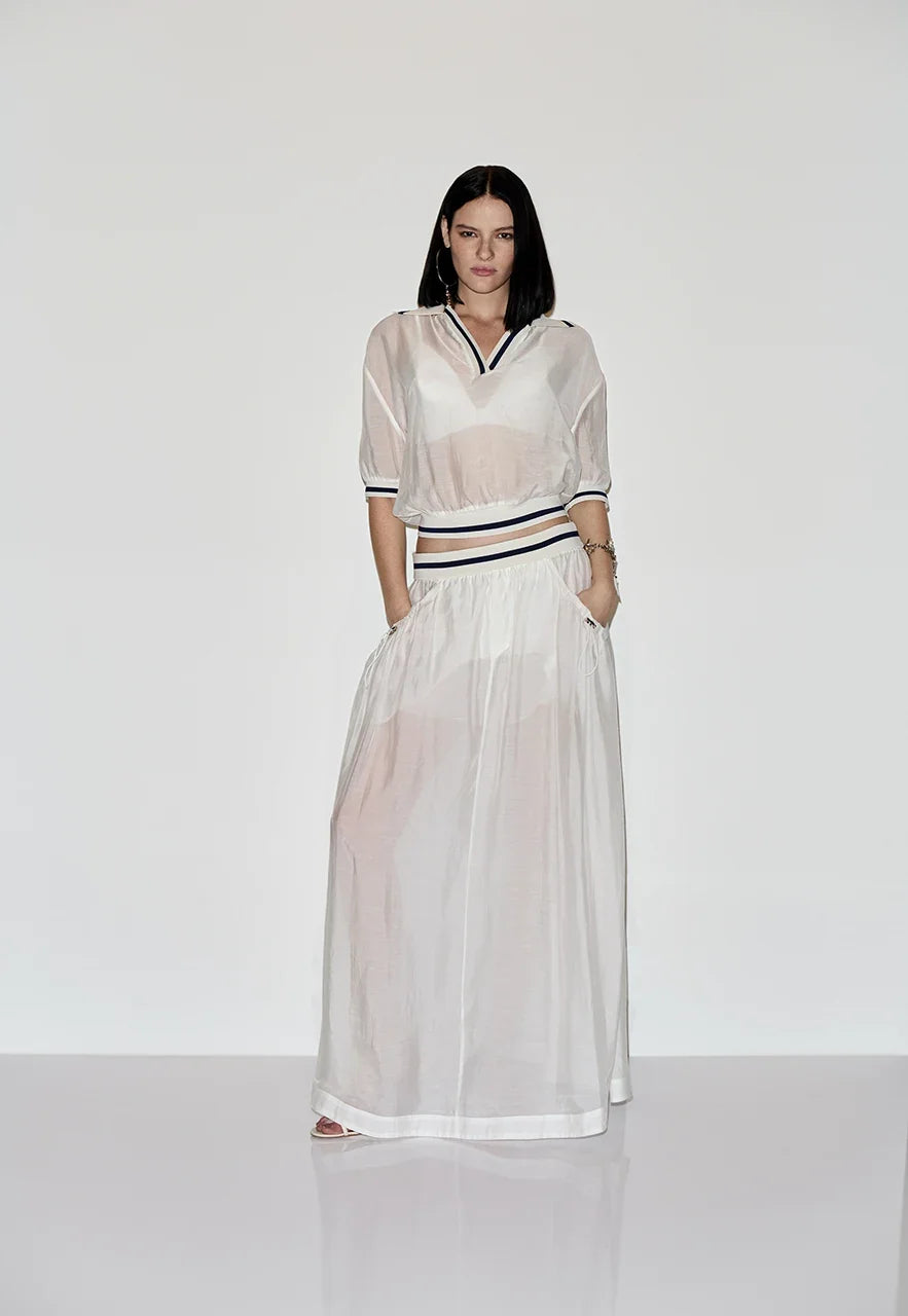 Sheer organza blouse side straps