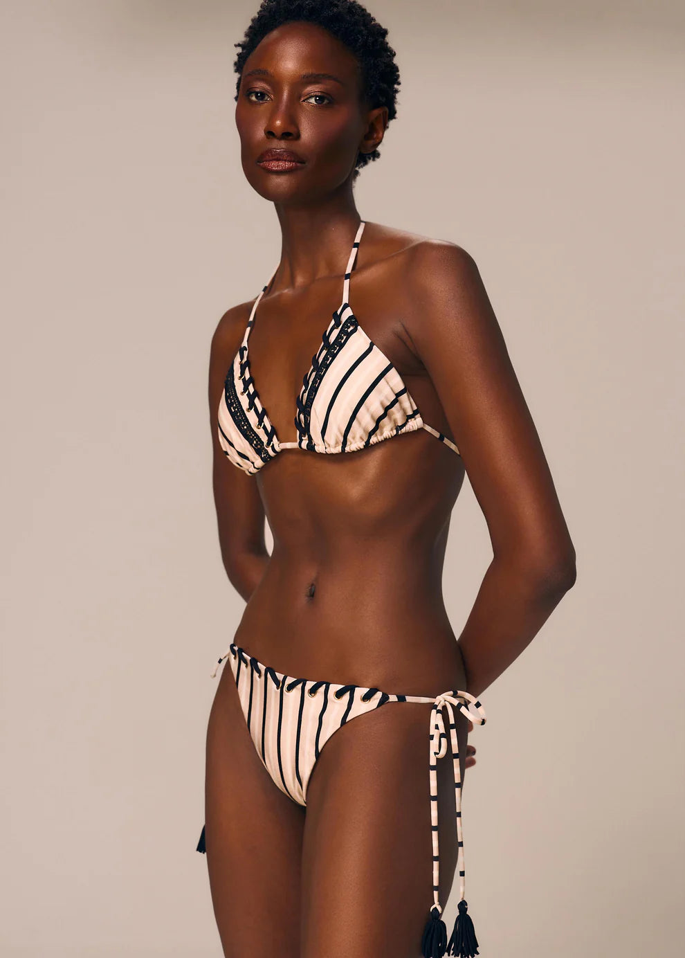 B&W Striped Bikini Bottom