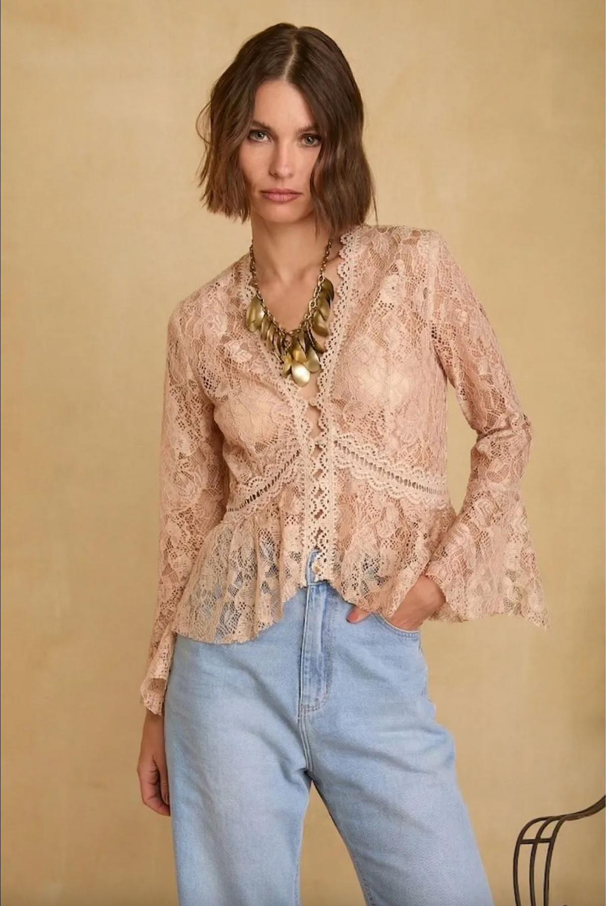 Beige lace shirt