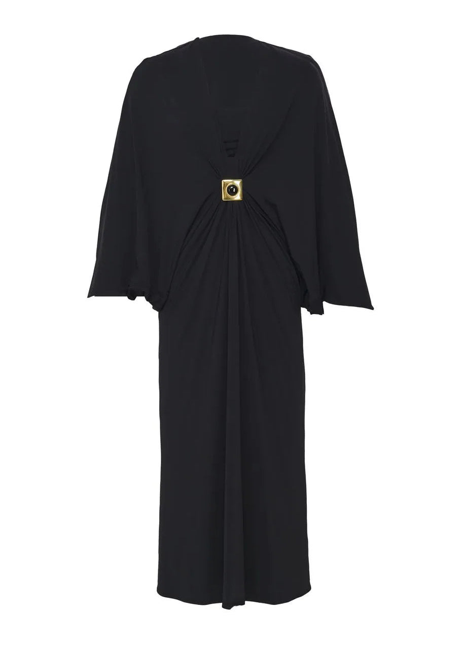 Black Kaftan with golden detail and black stone