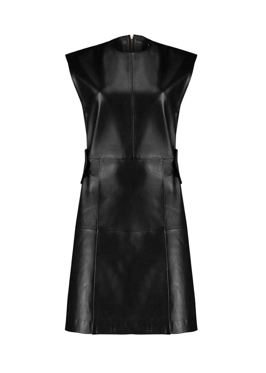 Black leather dress on a white background