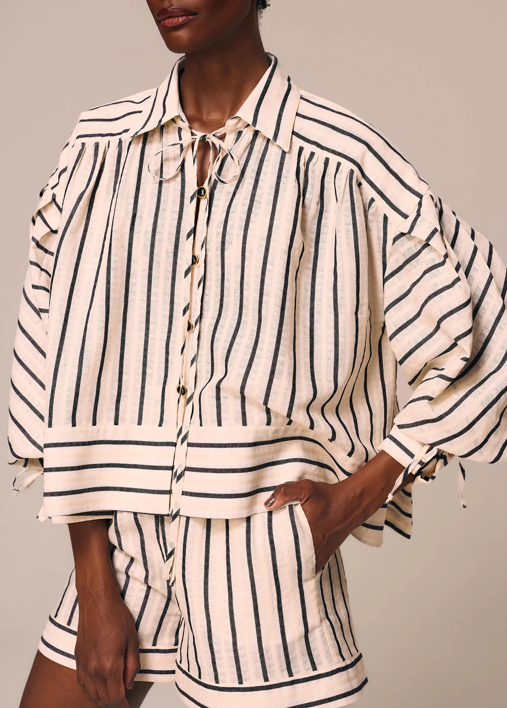 Black and White Striped Dress Shirt