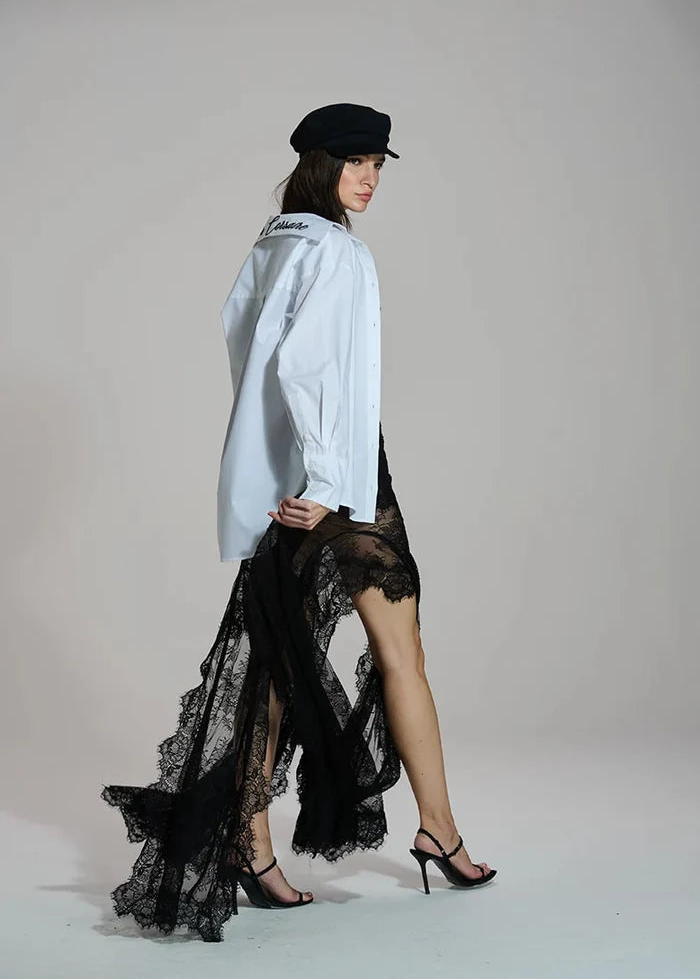Long lace skirt slit