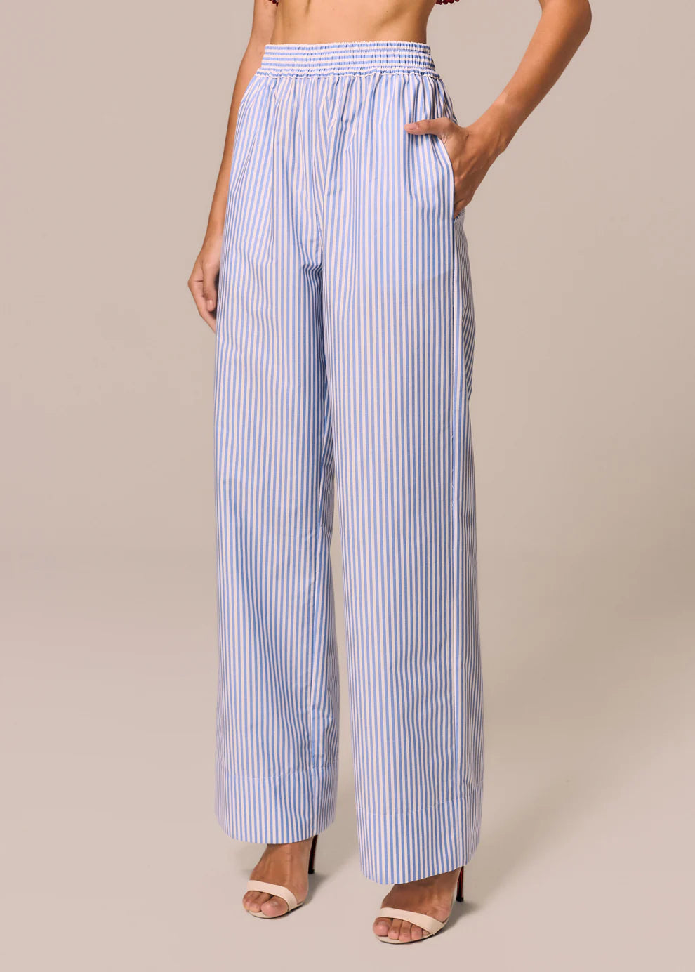 Blue and White Striped Boxer Pants
