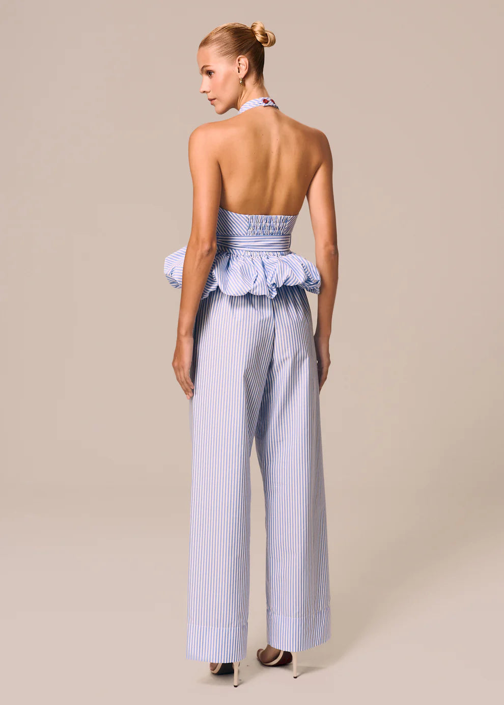 Blue and White open back Blouse