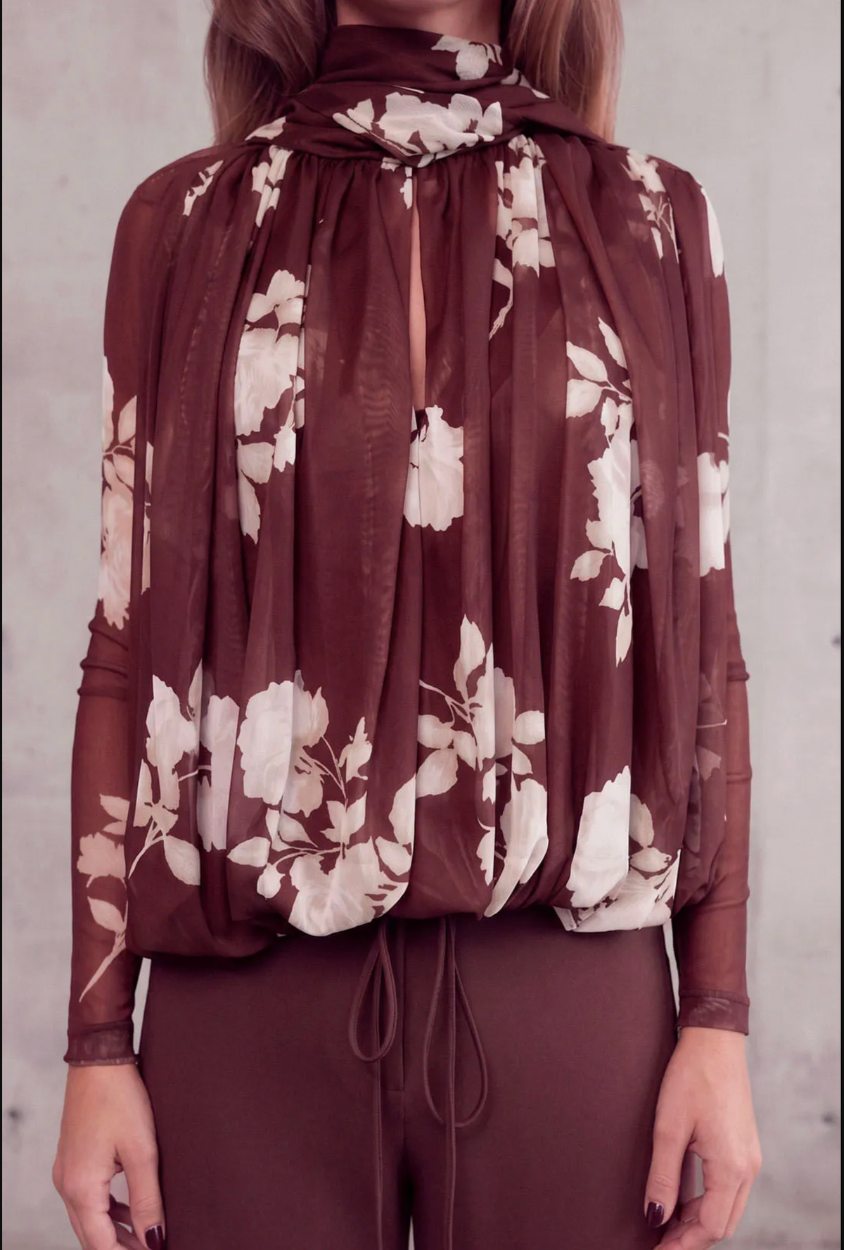 Bown Shadow Floral Blouse Scarf