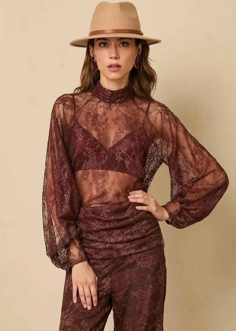 Brown Coffee Sheer Blouse