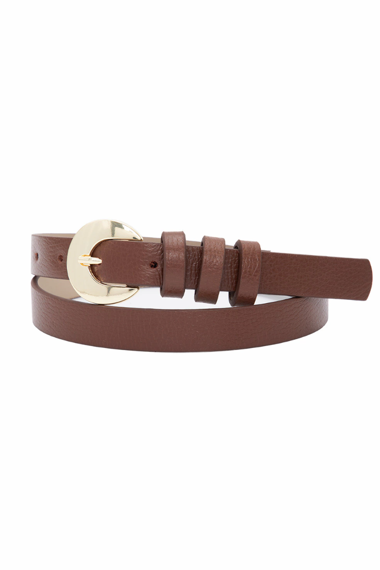 Round Buckle Leather Belt