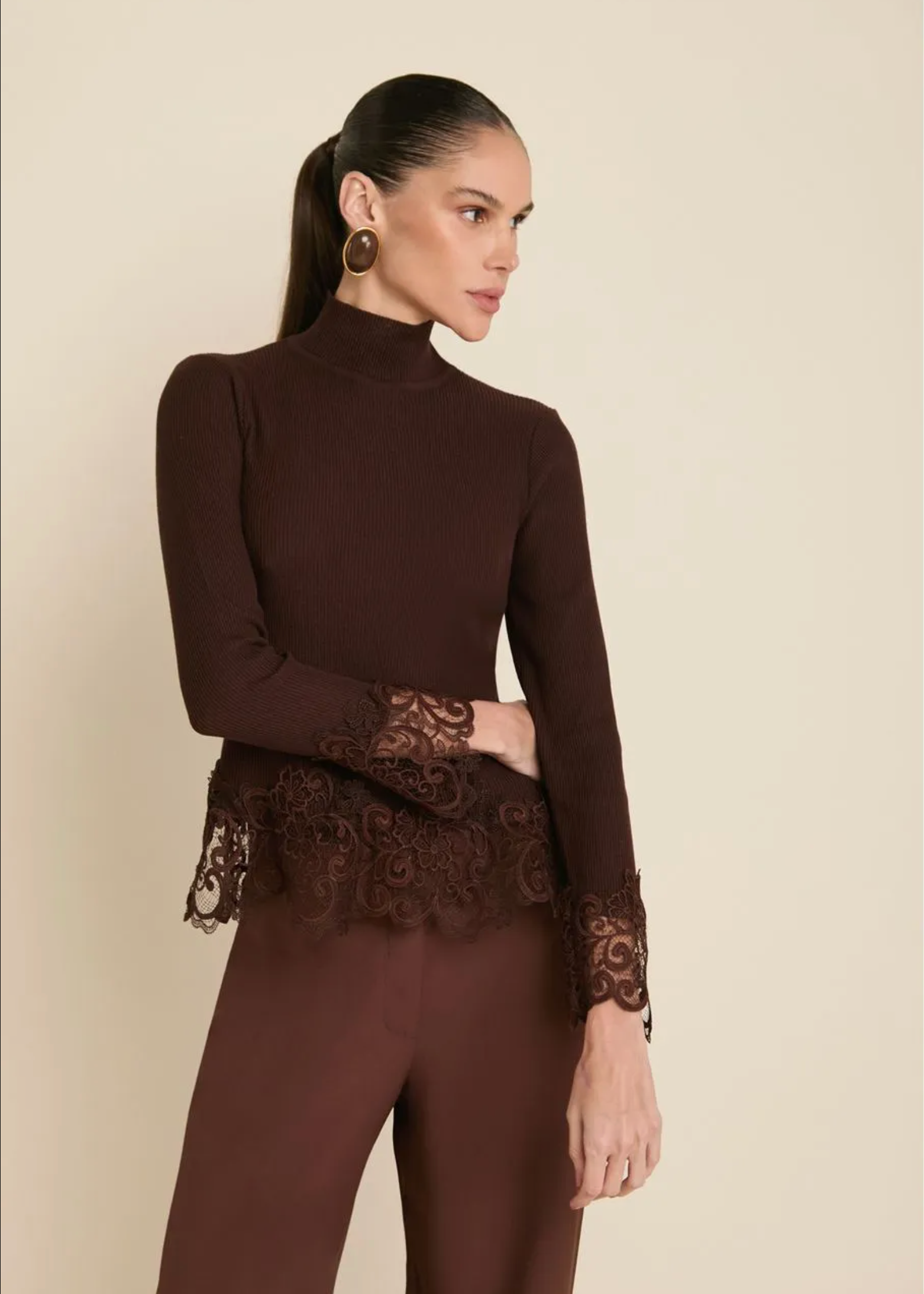 Brown Turtleneck Sweater