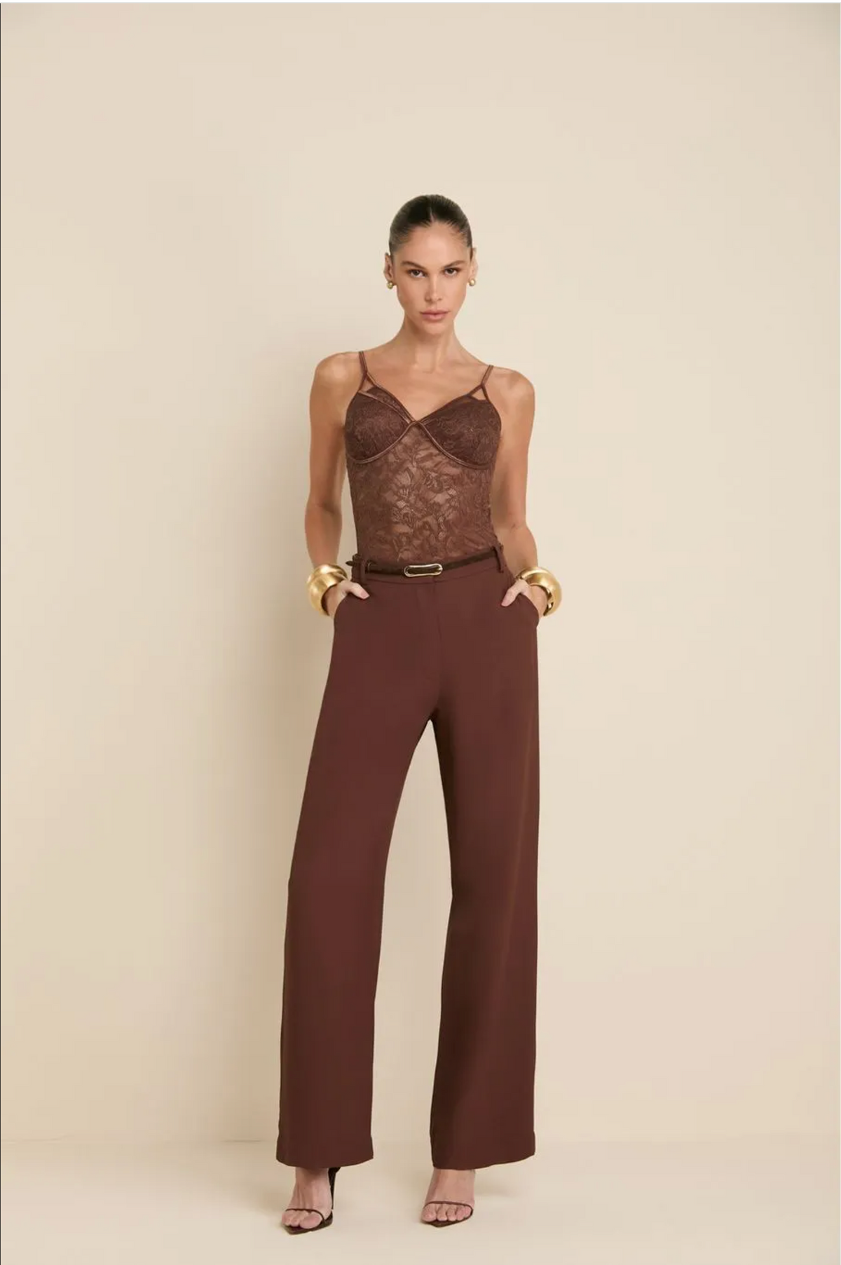 Brown lace bodysuit