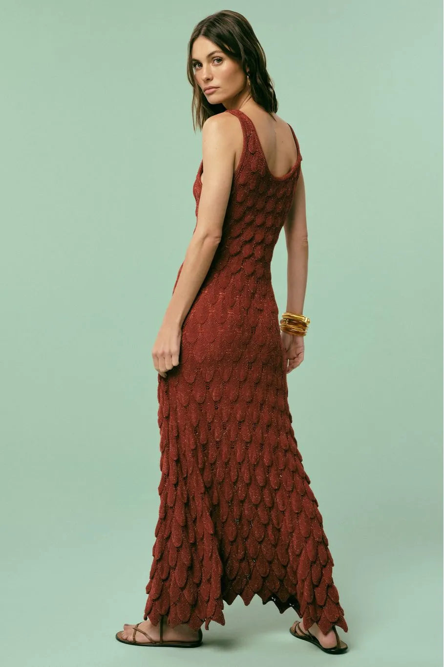 Long Burgundy Knit Dress & Texture