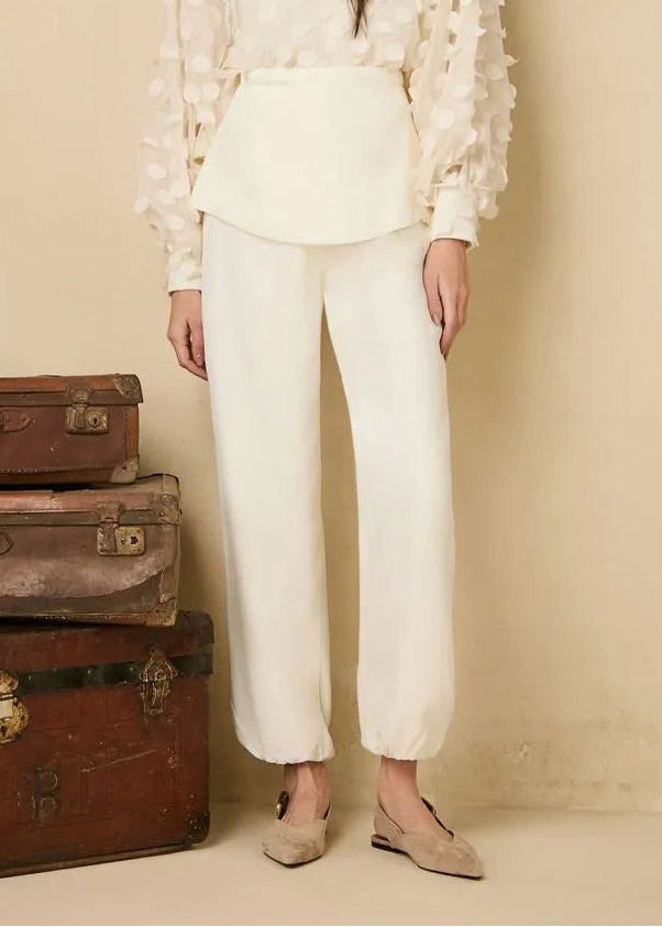 Cream Relaxed-Fit Pants
