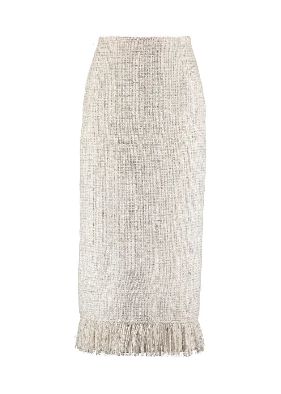 Textured skirt with fringe on a white background