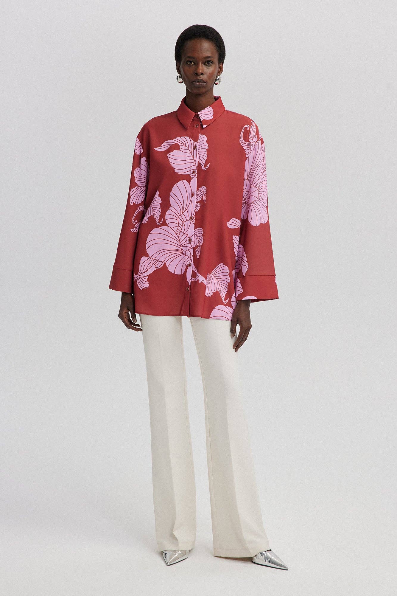 Patterned Satin Shirt