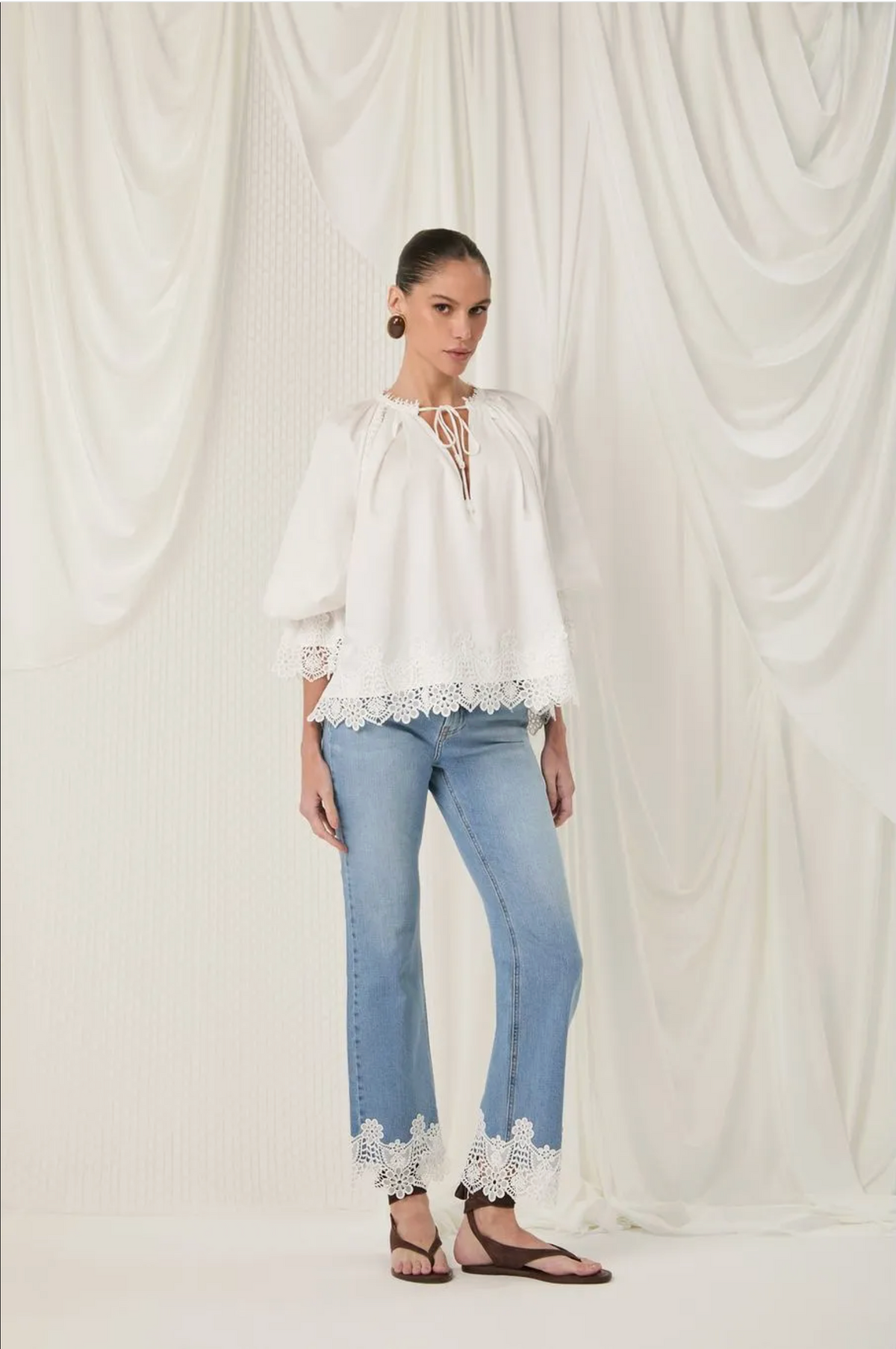 Denim lace hem