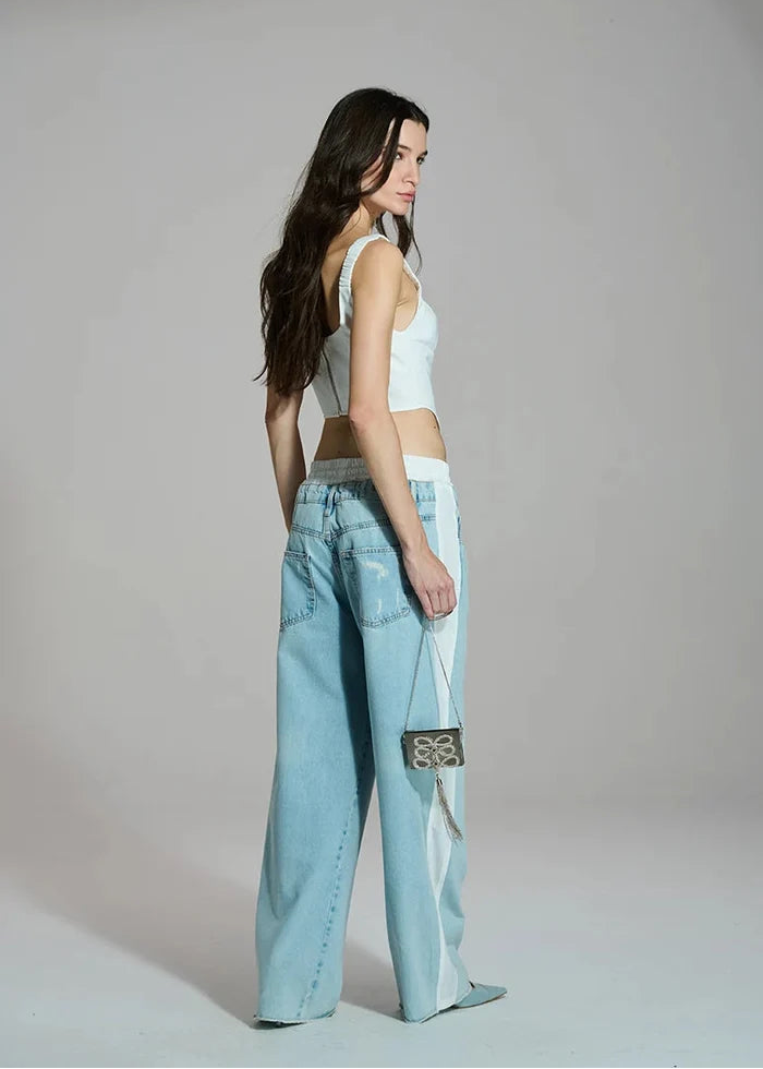 Denim pants nylon waistband