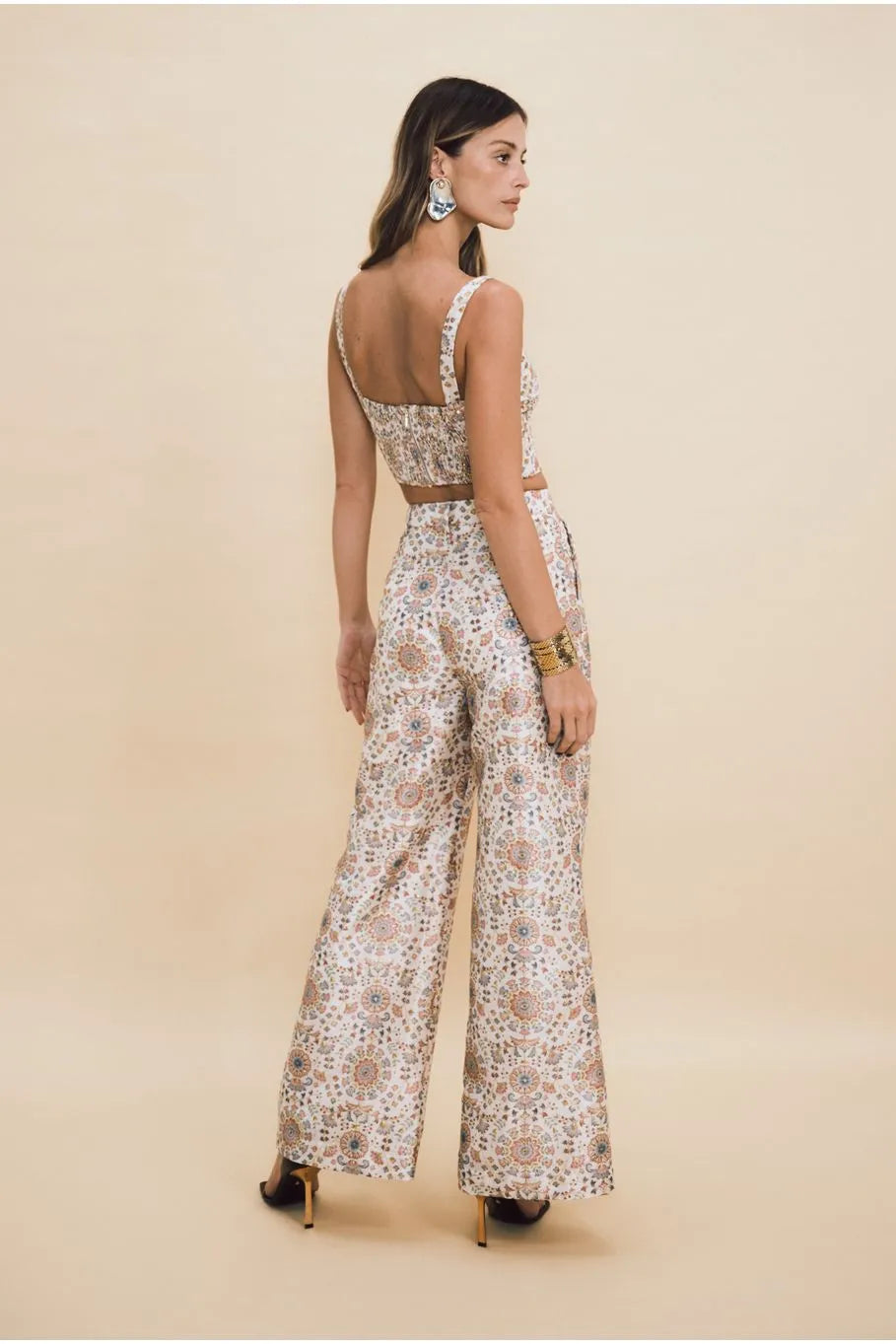 Floral Embroidered Jacquard Pantaloon Pants