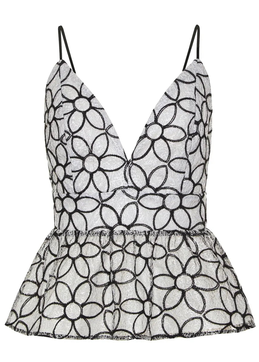 Black and white floral top