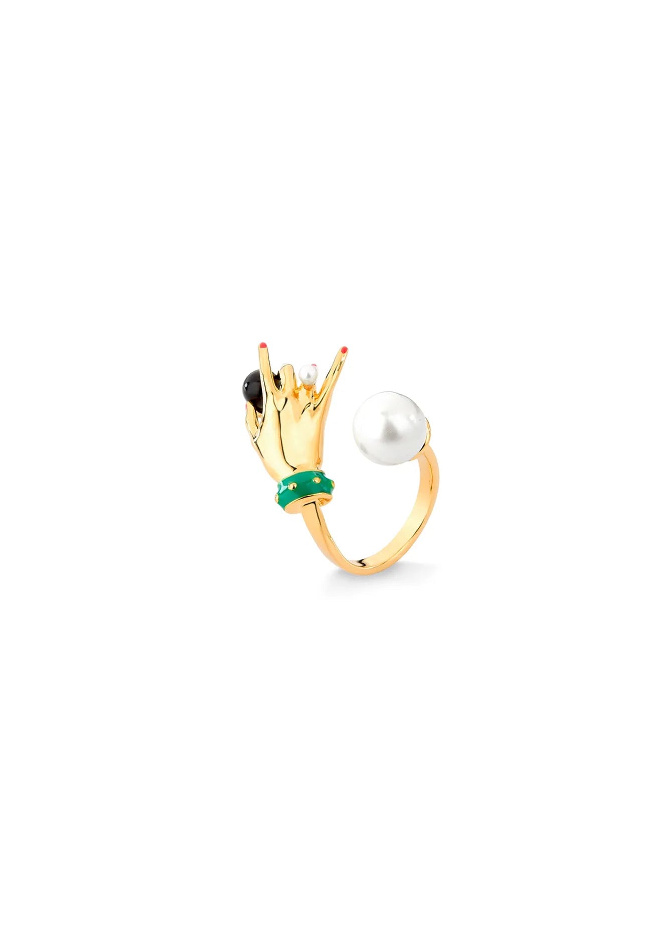 Gold ring with a round citrine stone on a white background