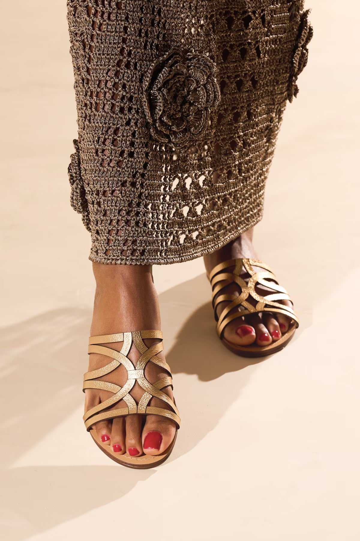Golden Slide Sandals